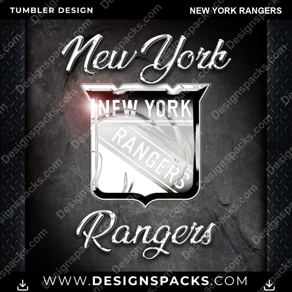 Ice Hockey Chrome New York Rangers NHL Hockey Tumbler Digital Wrap Design Download