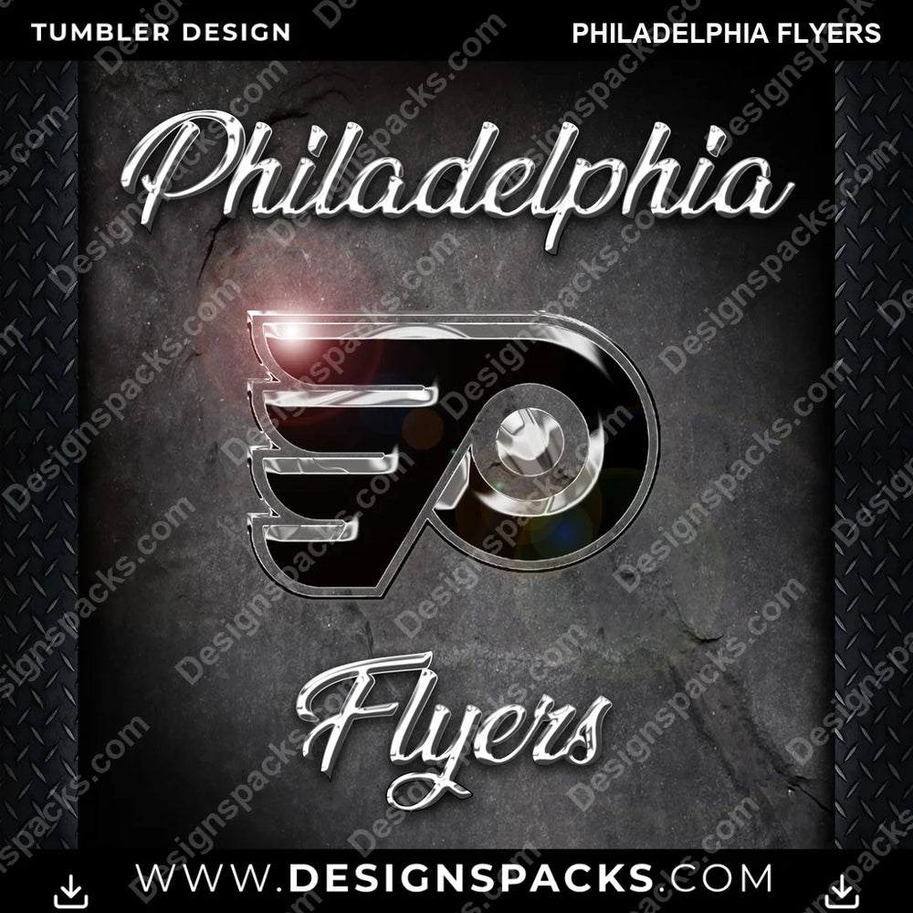 Ice Hockey Chrome Philadelphia Flyers NHL Hockey Tumbler Digital Wrap Design Download