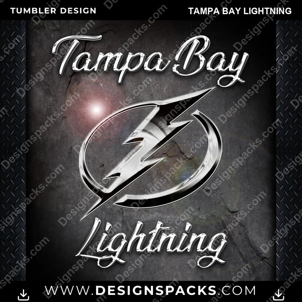 Ice Hockey Chrome Tampa Bay Lightning NHL Hockey Tumbler Digital Wrap Design Download