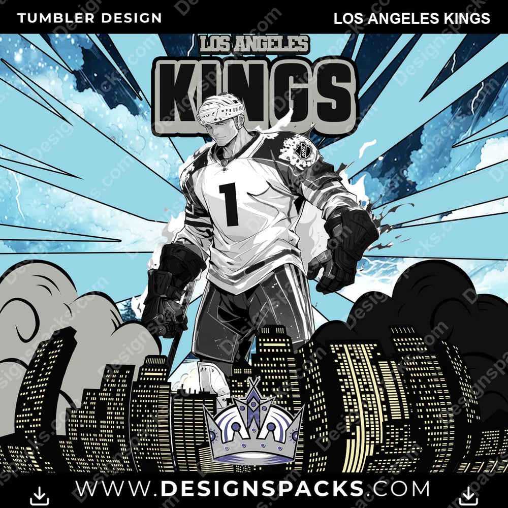 Ice Hockey Comic Cover Los Angeles Kings NHL Hockey Tumbler Digital Wrap Design Download