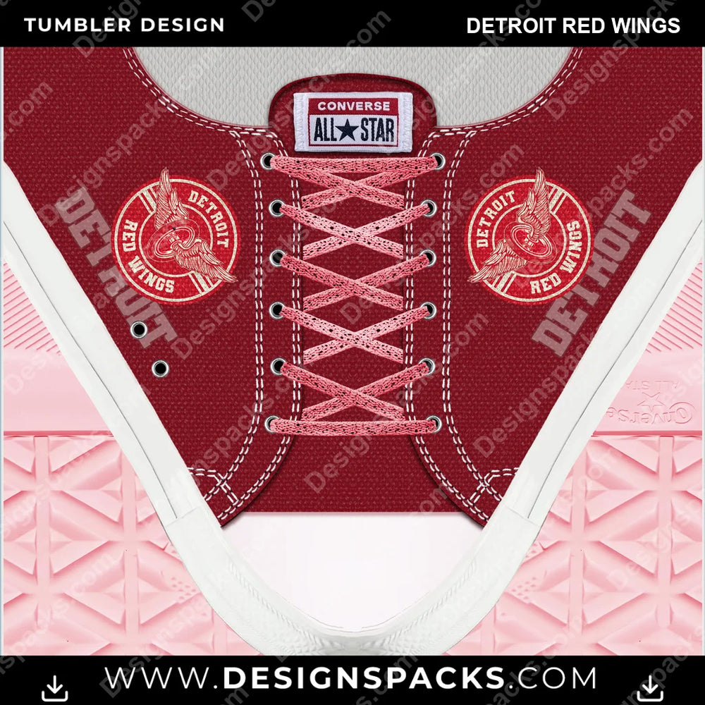 Ice Hockey Converse Detroit Red Wings NHL Hockey Tumbler Digital Wrap Design Download