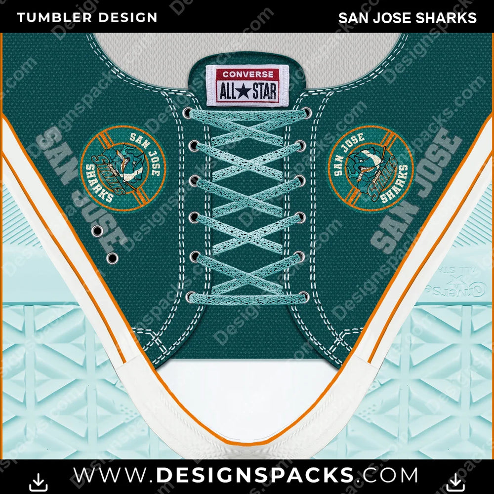 Ice Hockey Converse San Jose Sharks NHL Hockey Tumbler Digital Wrap Design Download