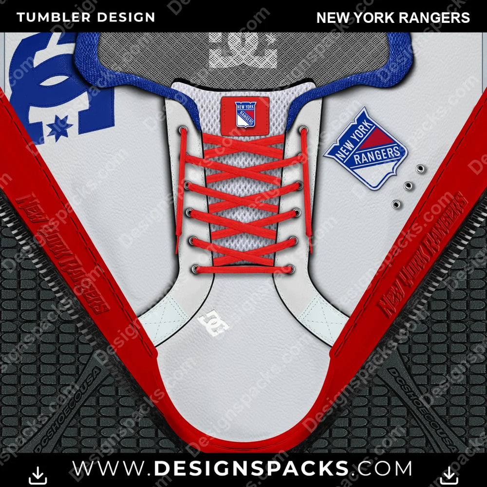 Ice Hockey DC Sneaker New York Rangers NHL Hockey Tumbler Digital Wrap Design Download