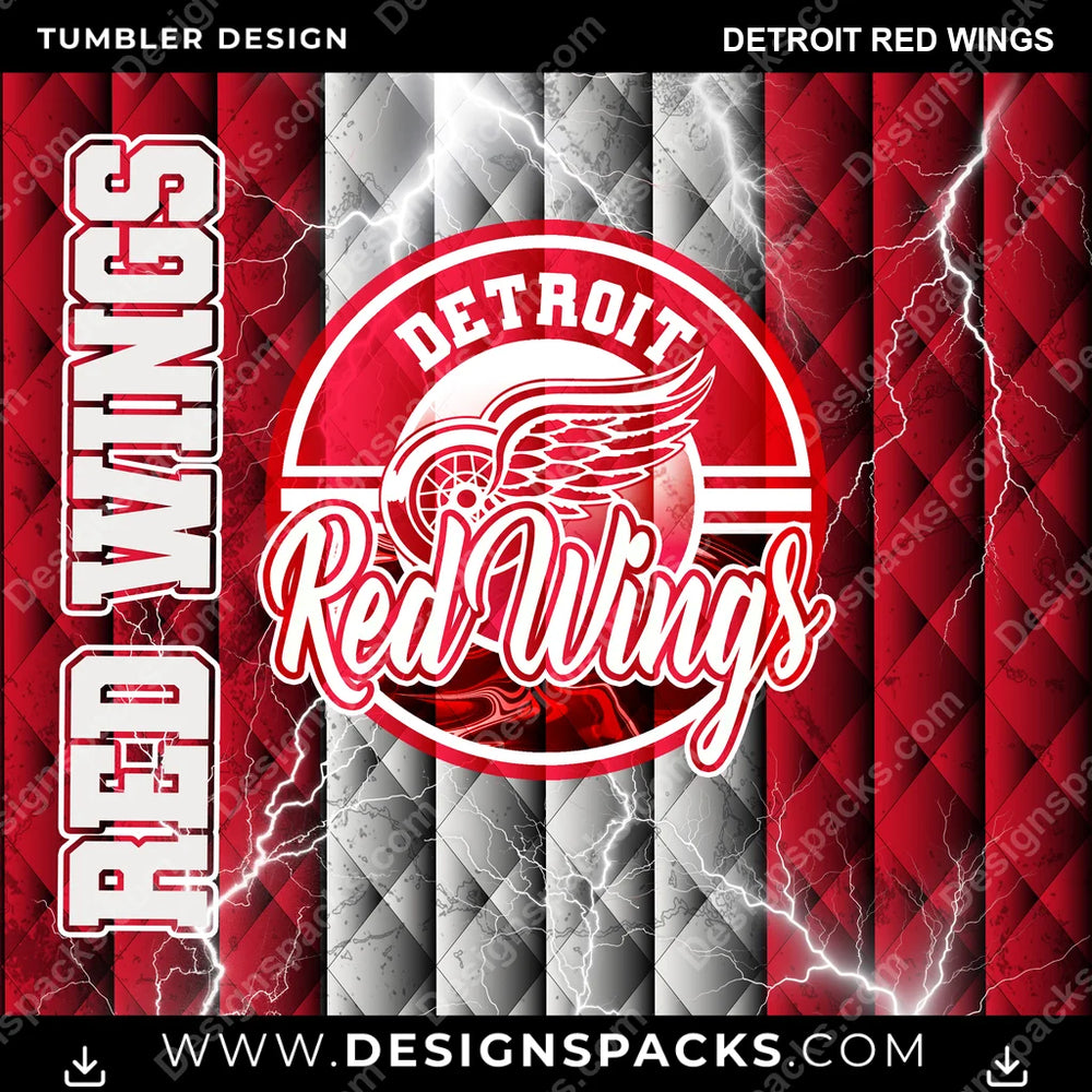 Ice Hockey Diamond Detroit Red Wings NHL Hockey Tumbler Digital Wrap Design Download