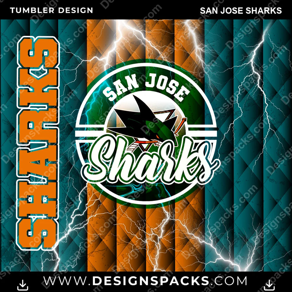 Ice Hockey Diamond San Jose Sharks NHL Hockey Tumbler Digital Wrap Design Download