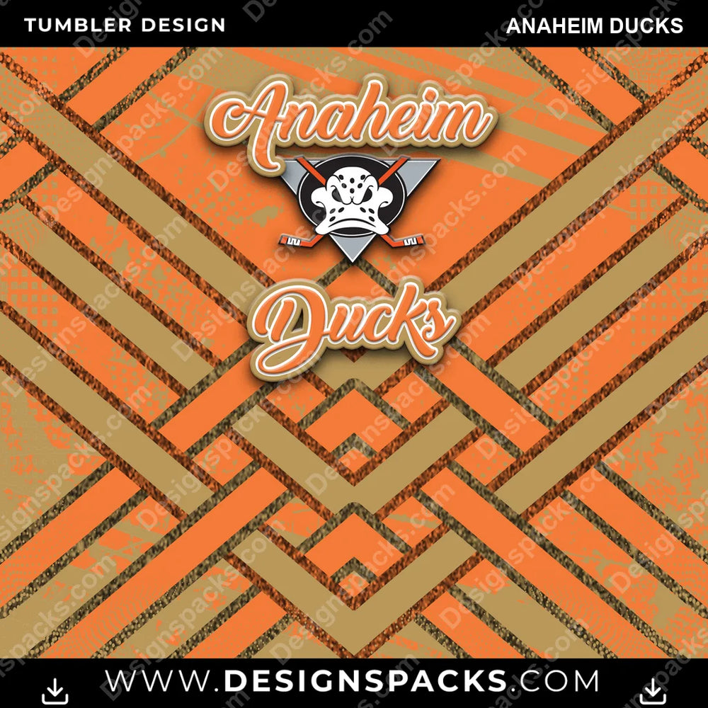 Ice Hockey Glitter Stripe Anaheim Ducks NHL Hockey Tumbler Digital Wrap Design Download