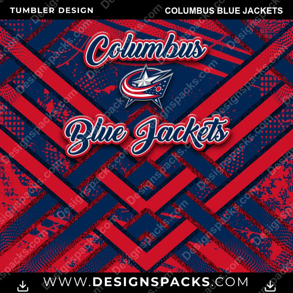 Ice Hockey Glitter Stripe Columbus Blue Jackets NHL Hockey Tumbler Digital Wrap Design Download