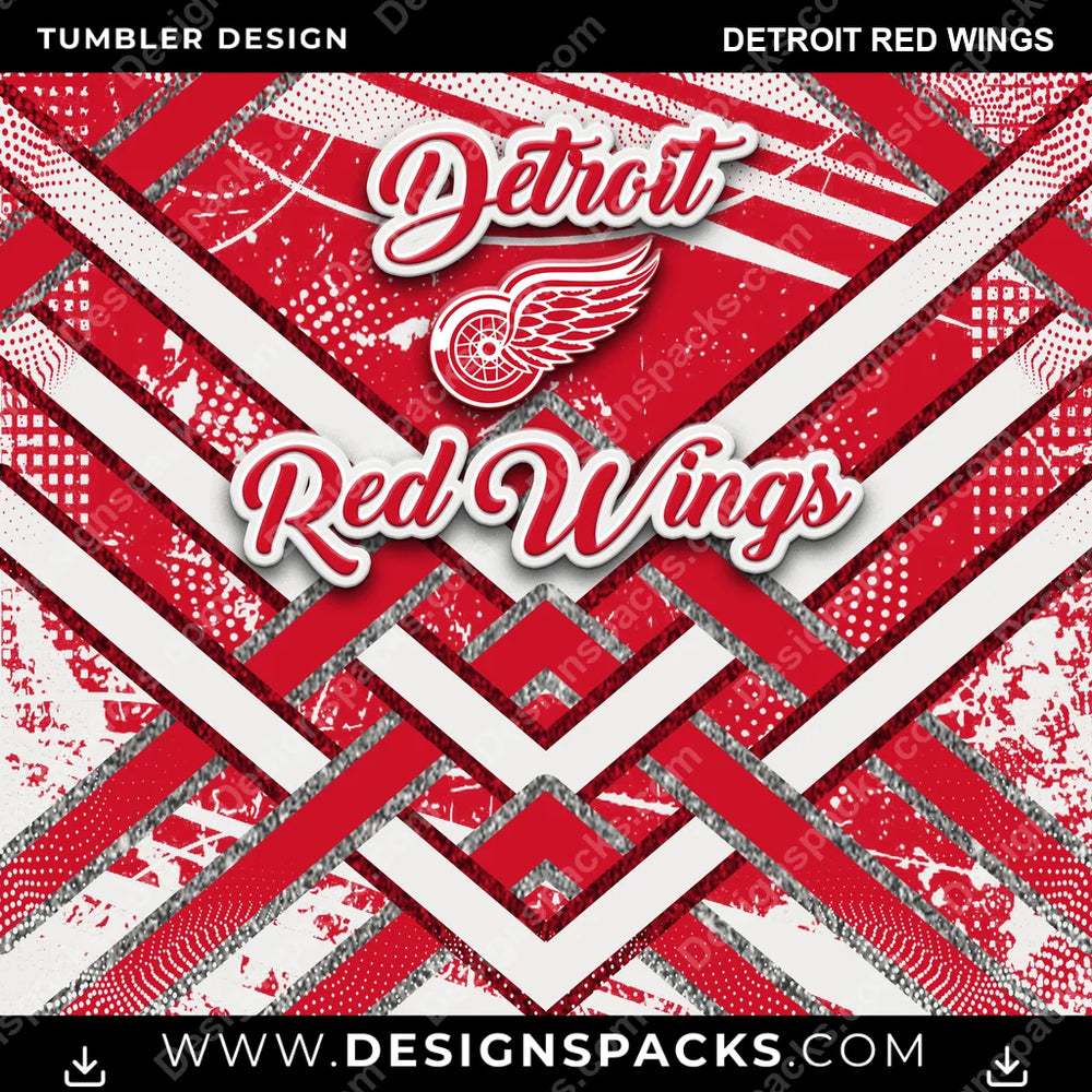 Ice Hockey Glitter Stripe Detroit Red Wings NHL Hockey Tumbler Digital Wrap Design Download