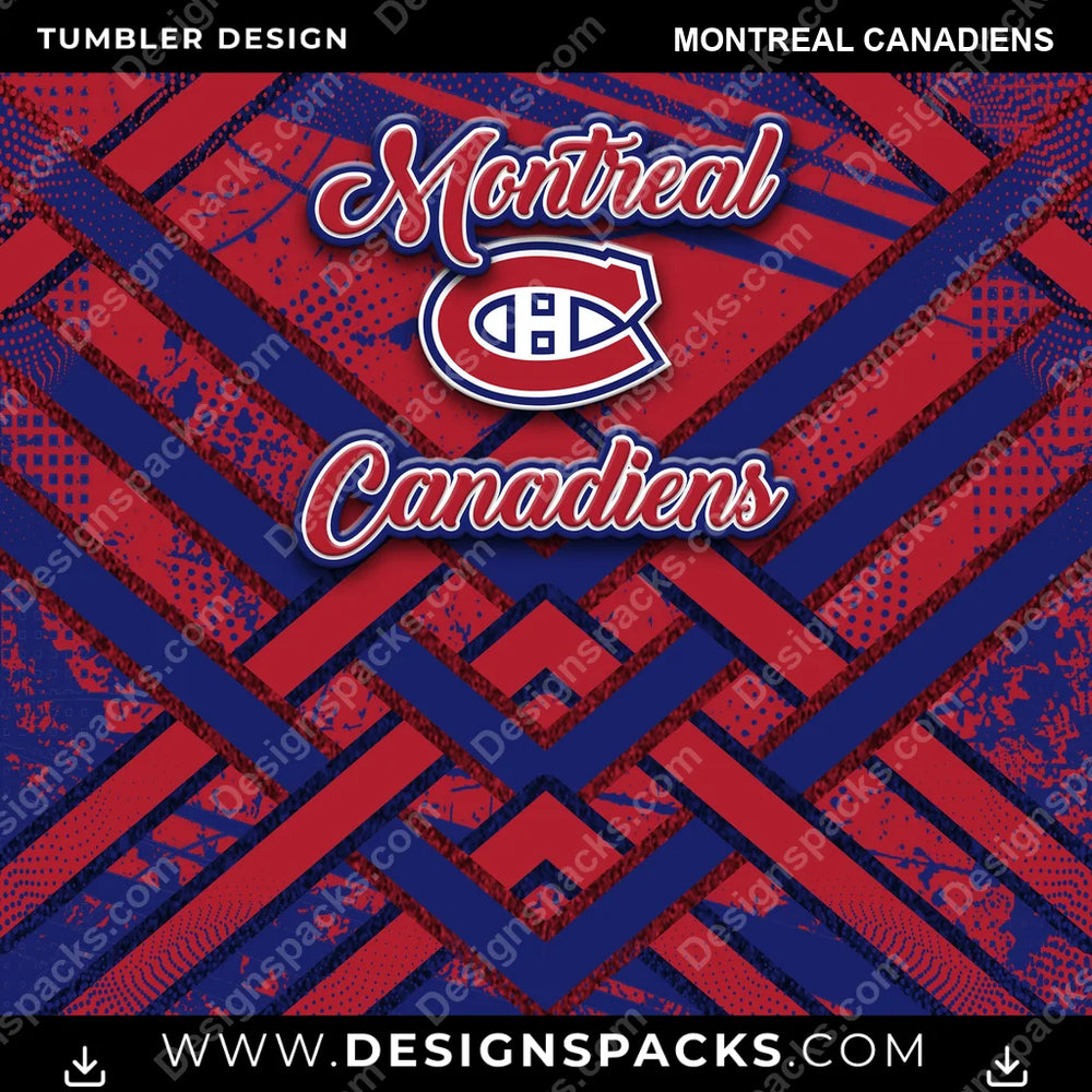 Ice Hockey Glitter Stripe Montreal Canadiens NHL Hockey Tumbler Digital Wrap Design Download
