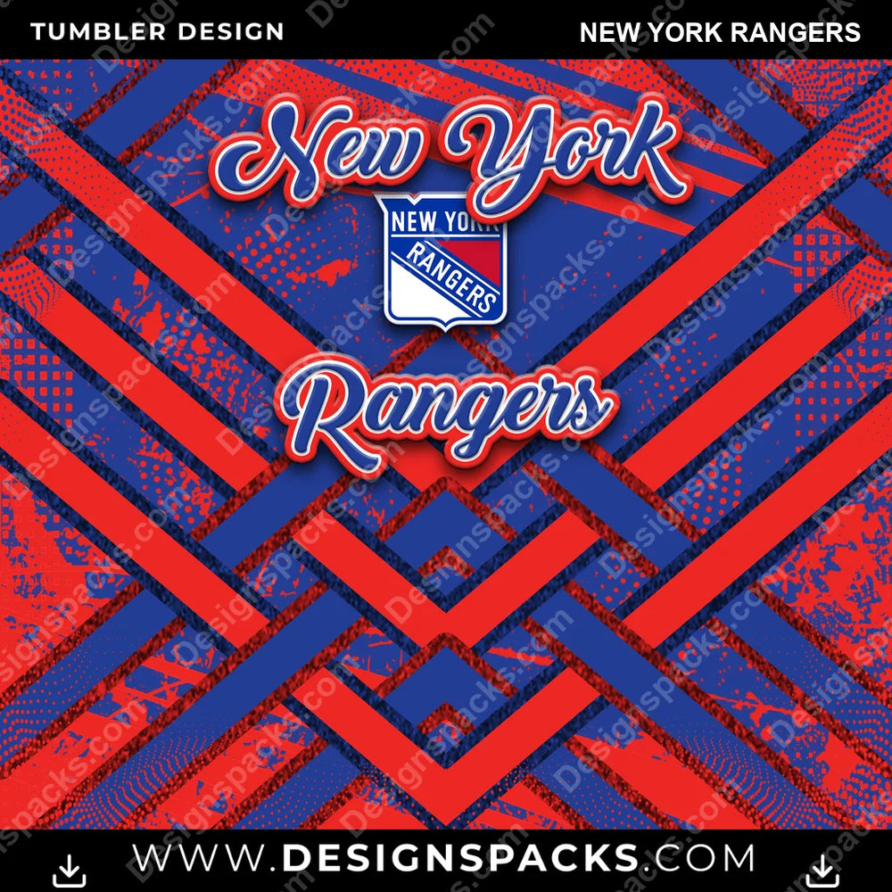 Ice Hockey Glitter Stripe New York Rangers NHL Hockey Tumbler Digital Wrap Design Download