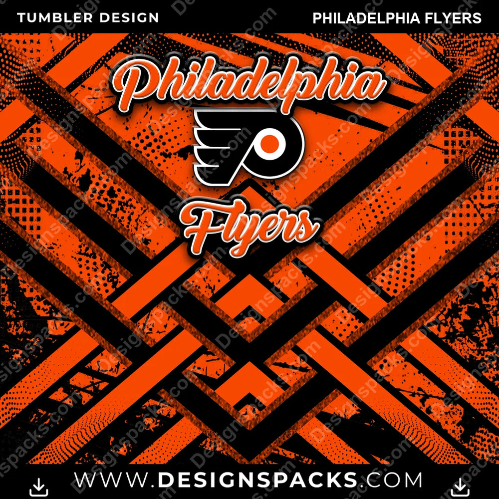 Ice Hockey Glitter Stripe Philadelphia Flyers NHL Hockey Tumbler Digital Wrap Design Download