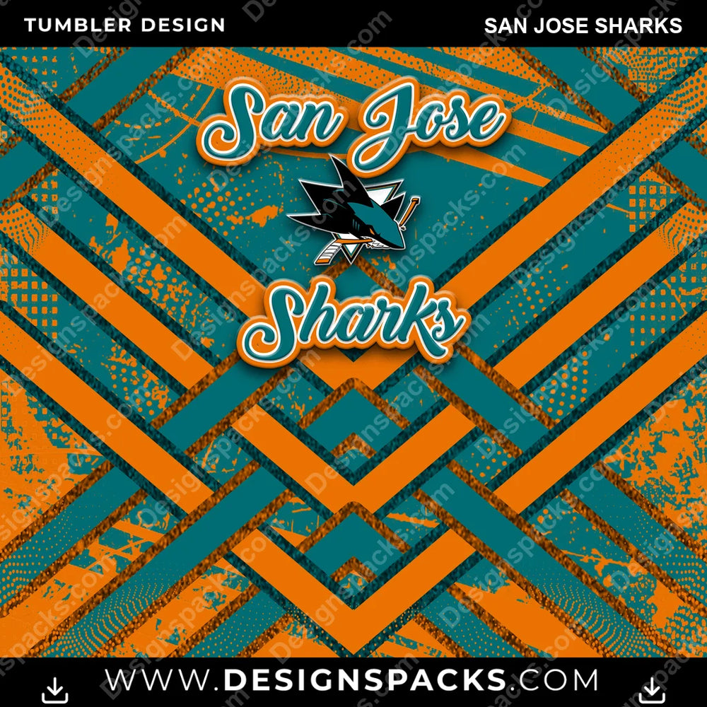 Ice Hockey Glitter Stripe San Jose Sharks NHL Hockey Tumbler Digital Wrap Design Download