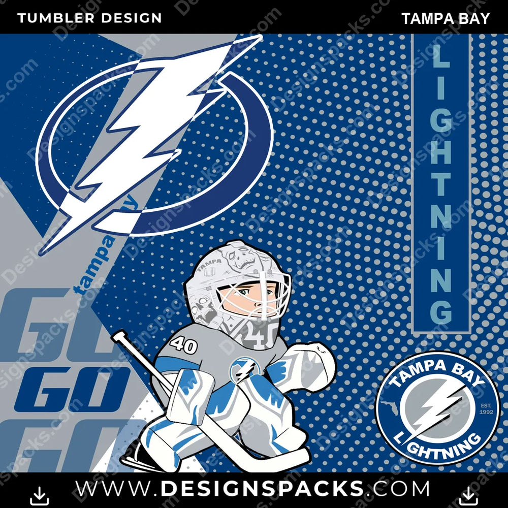 Ice Hockey GO Tampa Bay NHL Hockey Tumbler Digital Wrap Design Download