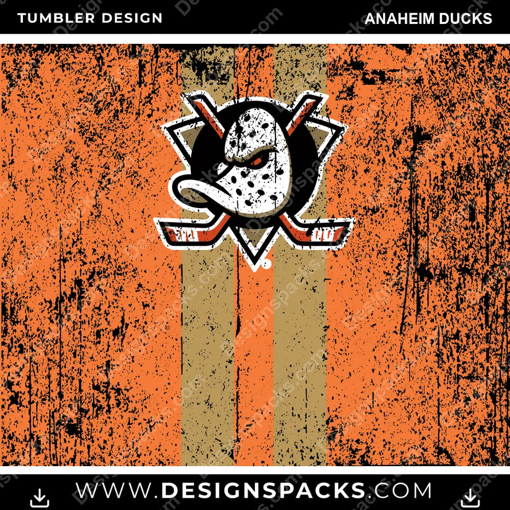 Ice Hockey Grunge Style Anaheim Ducks NHL Hockey Tumbler Digital Wrap Design Download