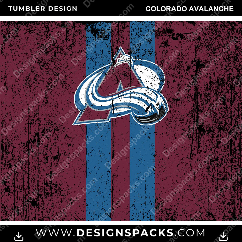 Ice Hockey Grunge Style Colorado Avalanche NHL Hockey Tumbler Digital Wrap Design Download
