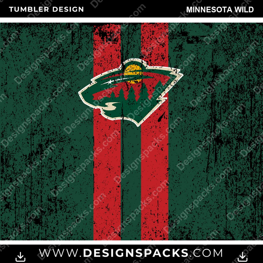 Ice Hockey Grunge Style Minnesota Wild NHL Hockey Tumbler Digital Wrap Design Download