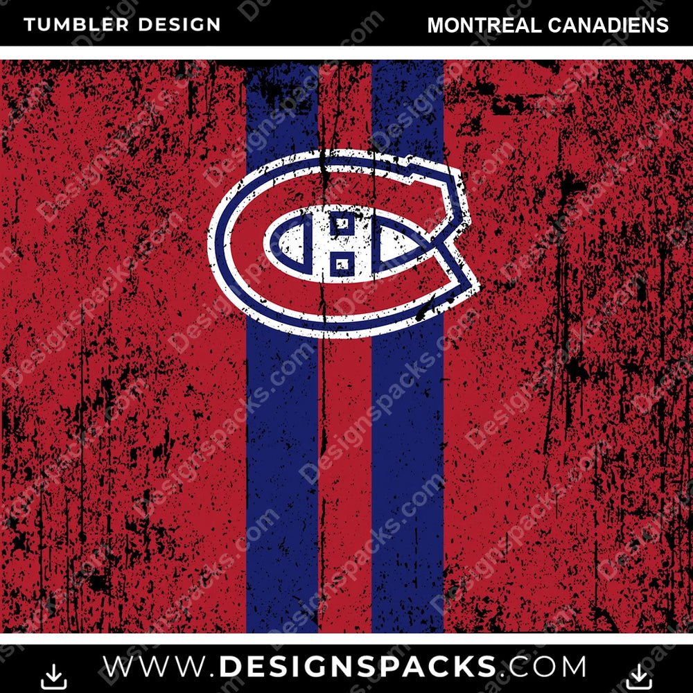 Ice Hockey Grunge Style Montreal Canadiens NHL Hockey Tumbler Digital Wrap Design Download