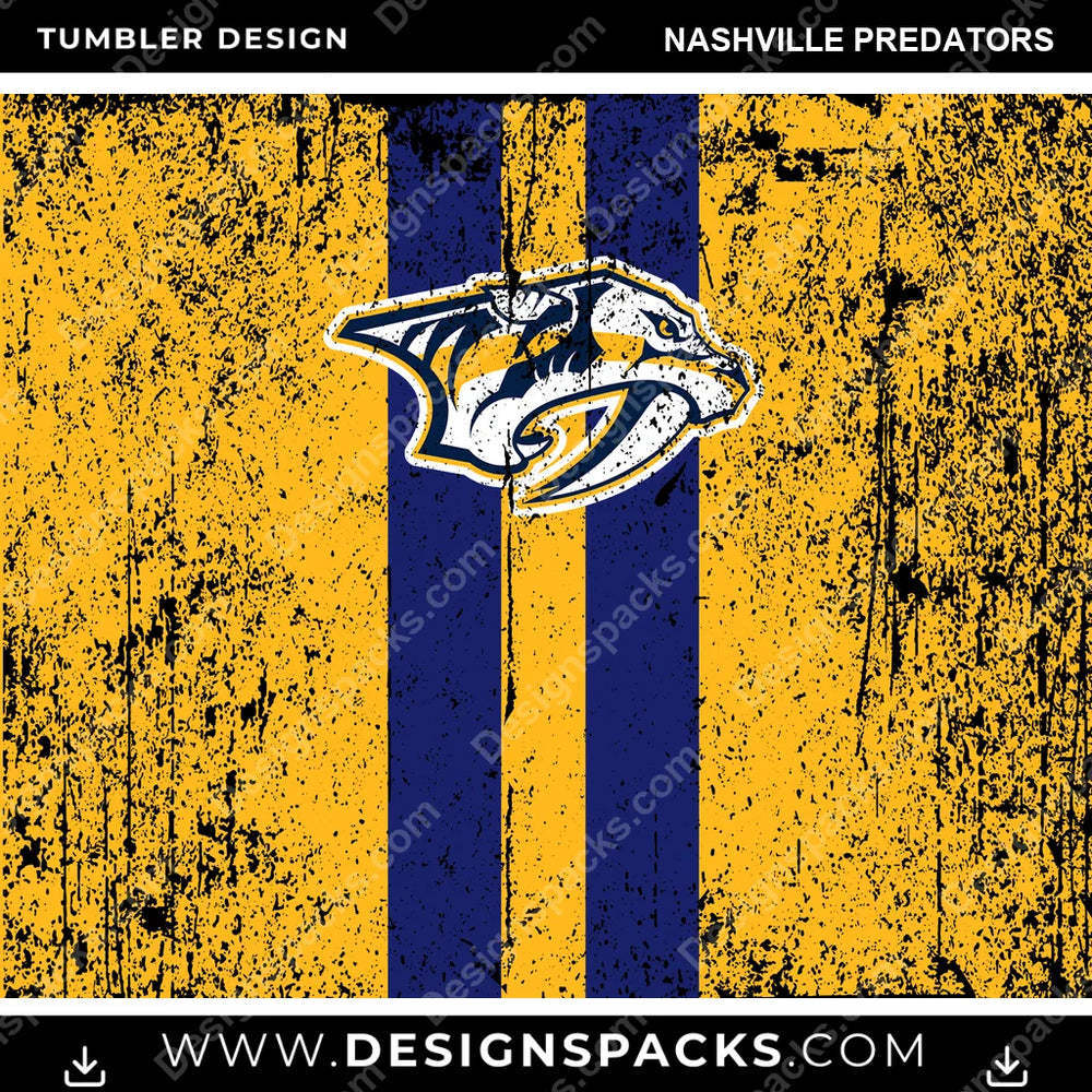 Ice Hockey Grunge Style Nashville Predators NHL Hockey Tumbler Digital Wrap Design Download