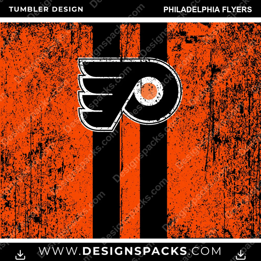 Ice Hockey Grunge Style Philadelphia Flyers NHL Hockey Tumbler Digital Wrap Design Download