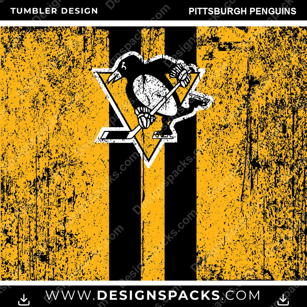 Ice Hockey Grunge Style Pittsburgh Penguins NHL Hockey Tumbler Digital Wrap Design Download