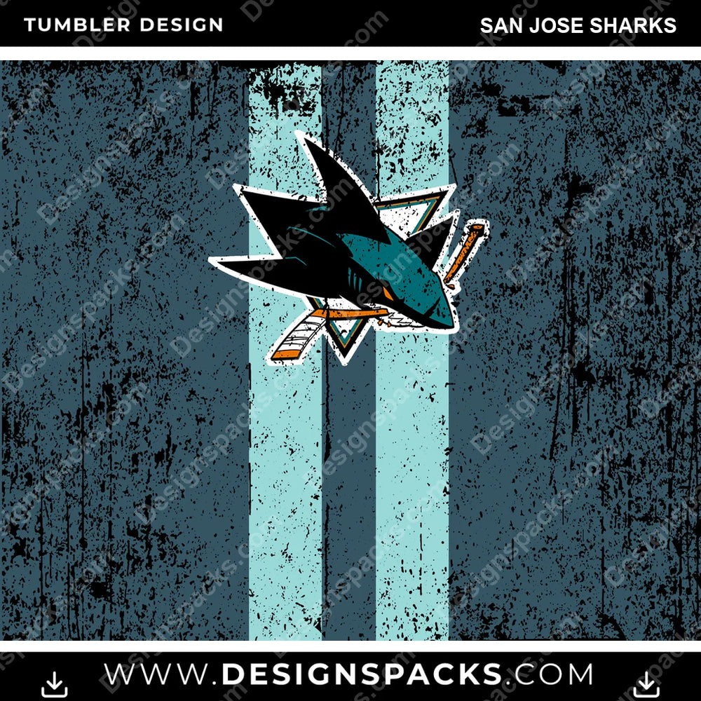 Ice Hockey Grunge Style San Jose Sharks NHL Hockey Tumbler Digital Wrap Design Download