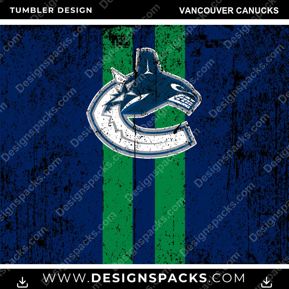 Ice Hockey Grunge Style Vancouver Canucks NHL Hockey Tumbler Digital Wrap Design Download