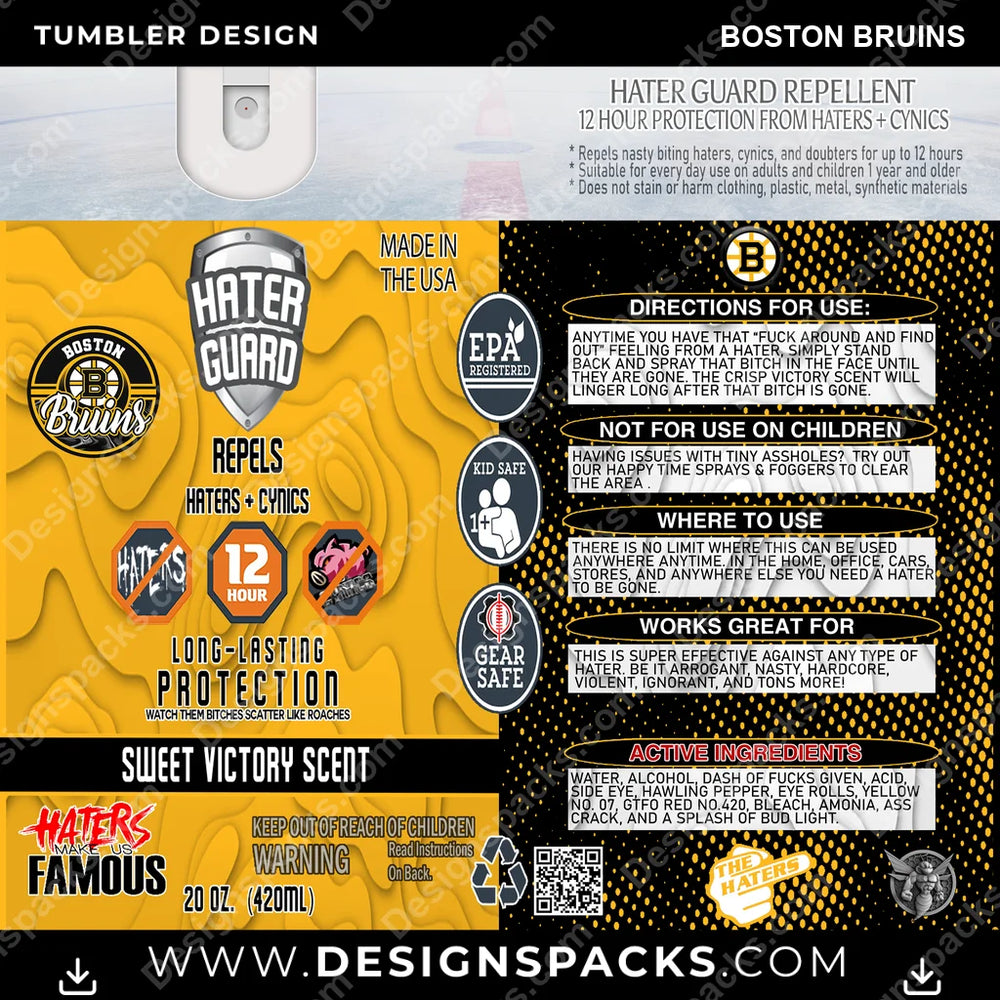 Ice Hockey Hater Guard Boston Bruins NHL Hockey Tumbler Digital Wrap Design Download