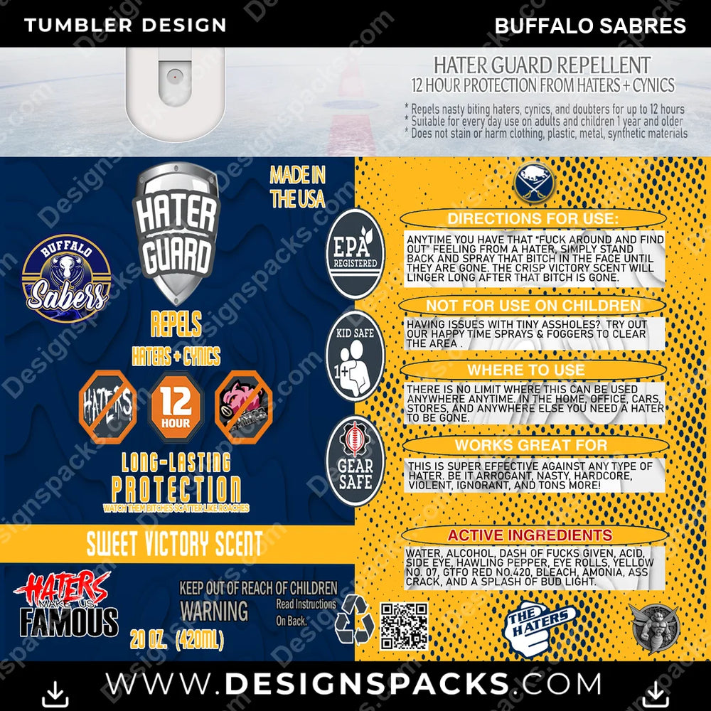 Ice Hockey Hater Guard Buffalo Sabres NHL Hockey Tumbler Digital Wrap Design Download
