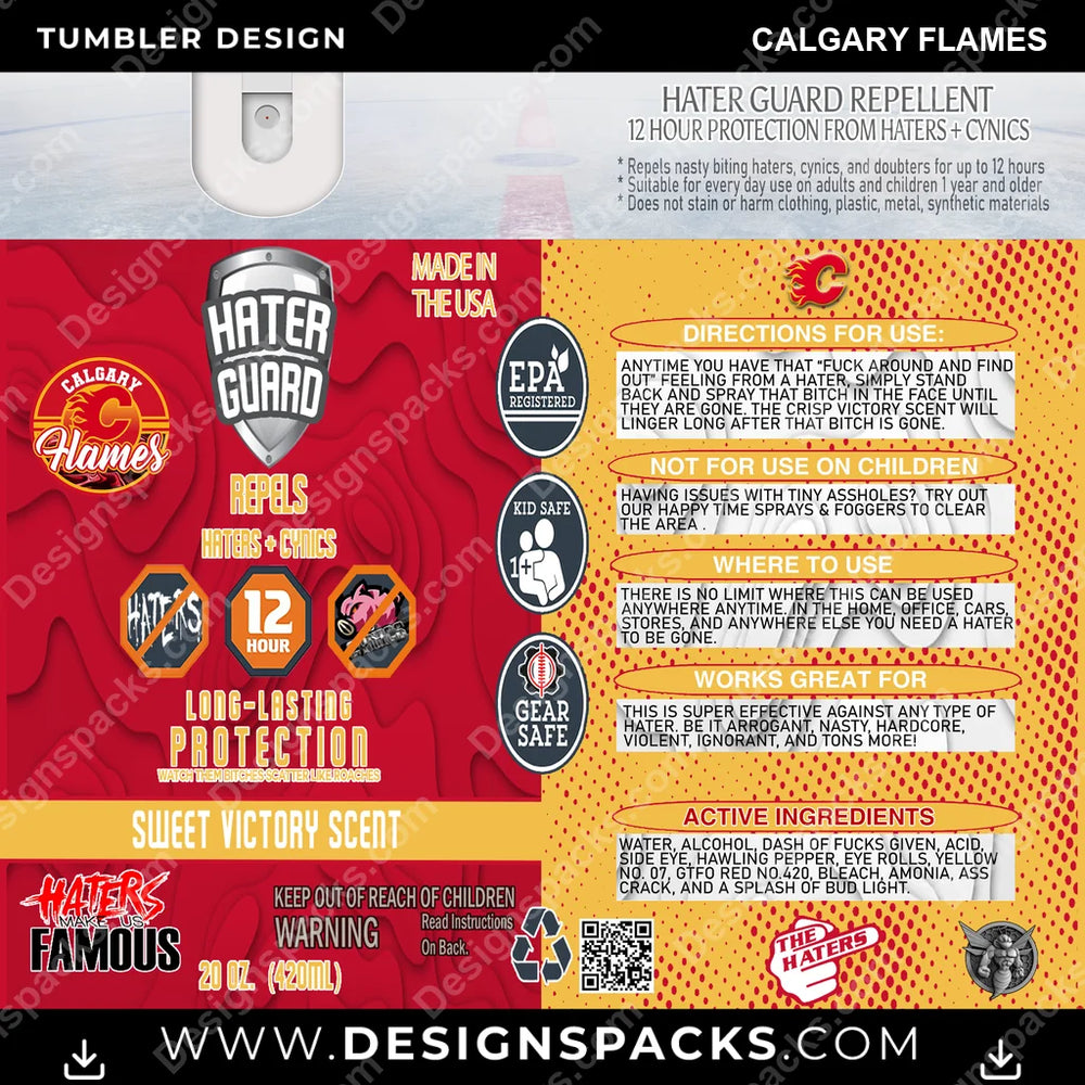 Ice Hockey Hater Guard Calgary Flames NHL Hockey Tumbler Digital Wrap Design Download