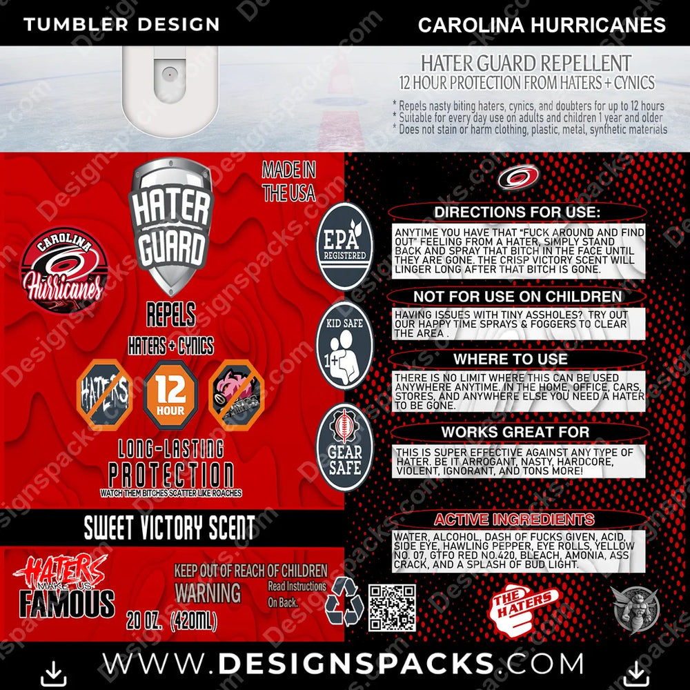 Ice Hockey Hater Guard Carolina Hurricanes NHL Hockey Tumbler Digital Wrap Design Download