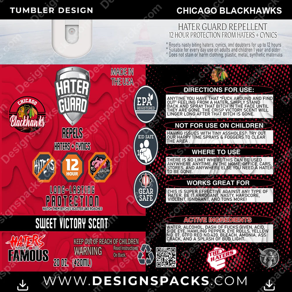 Ice Hockey Hater Guard Chicago Blackhawks NHL Hockey Tumbler Digital Wrap Design Download
