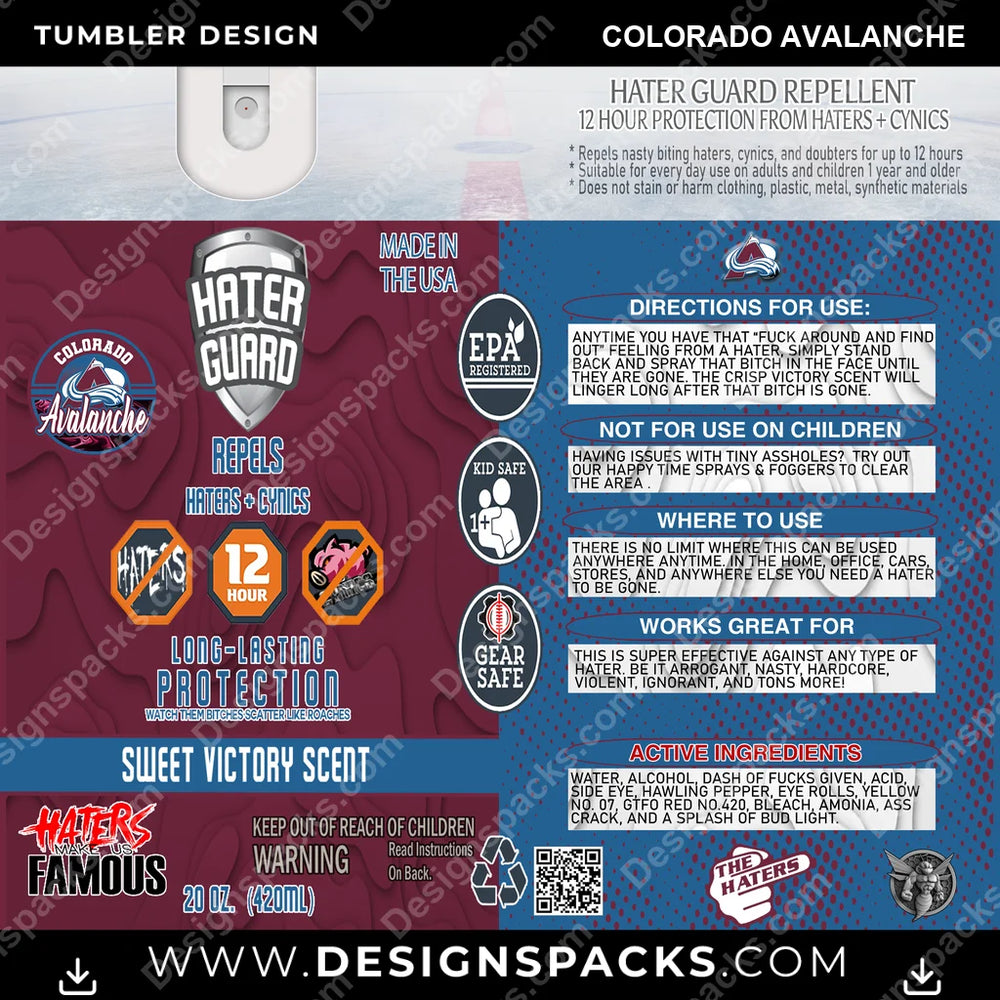 Ice Hockey Hater Guard Colorado Avalanche NHL Hockey Tumbler Digital Wrap Design Download