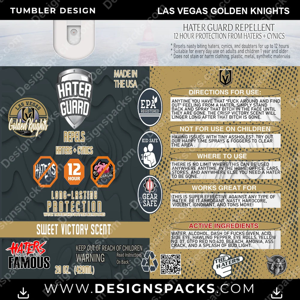 Ice Hockey Hater Guard Las Vegas Golden Knights NHL Hockey Tumbler Digital Wrap Design Download