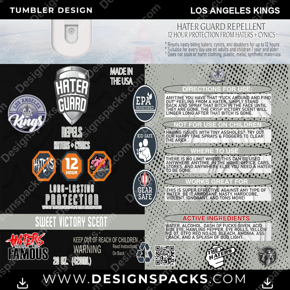 Ice Hockey Hater Guard Los Angeles Kings NHL Hockey Tumbler Digital Wrap Design Download