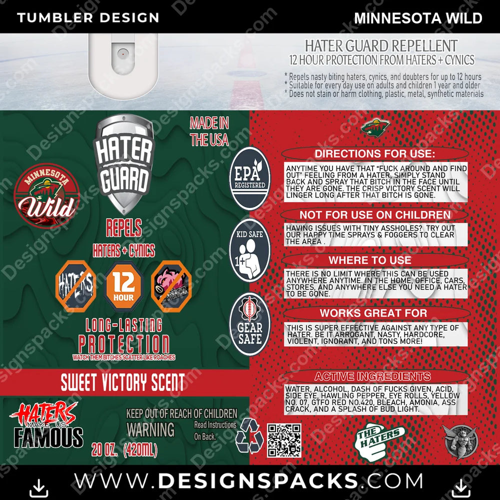 Ice Hockey Hater Guard Minnesota Wild NHL Hockey Tumbler Digital Wrap Design Download