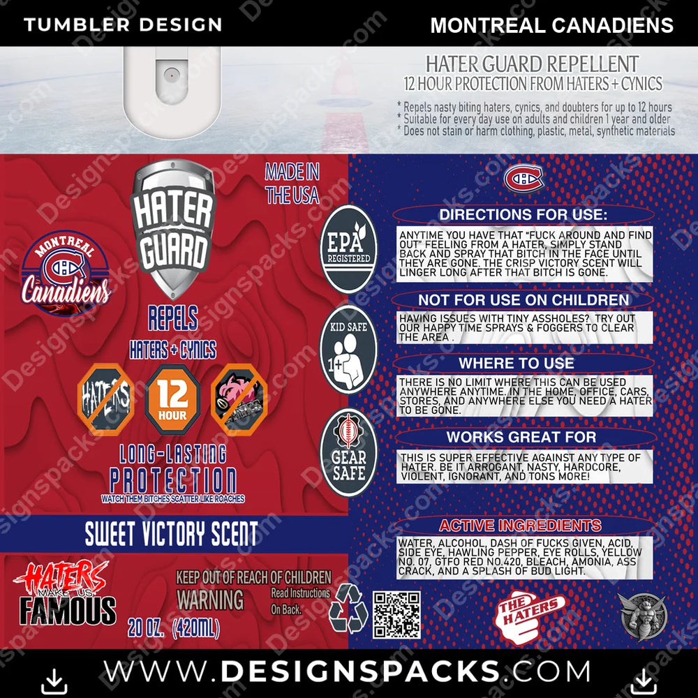 Ice Hockey Hater Guard Montreal Canadiens NHL Hockey Tumbler Digital Wrap Design Download