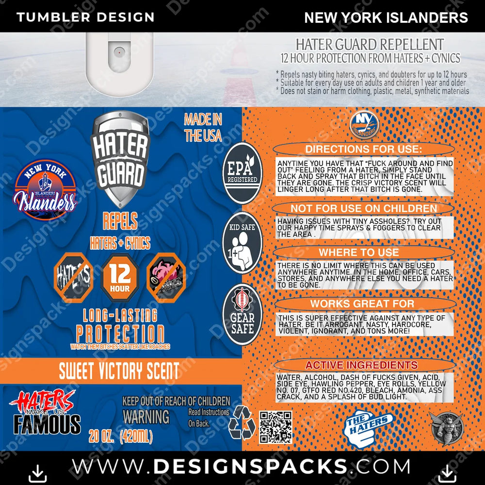 Ice Hockey Hater Guard New York Islanders NHL Hockey Tumbler Digital Wrap Design Download