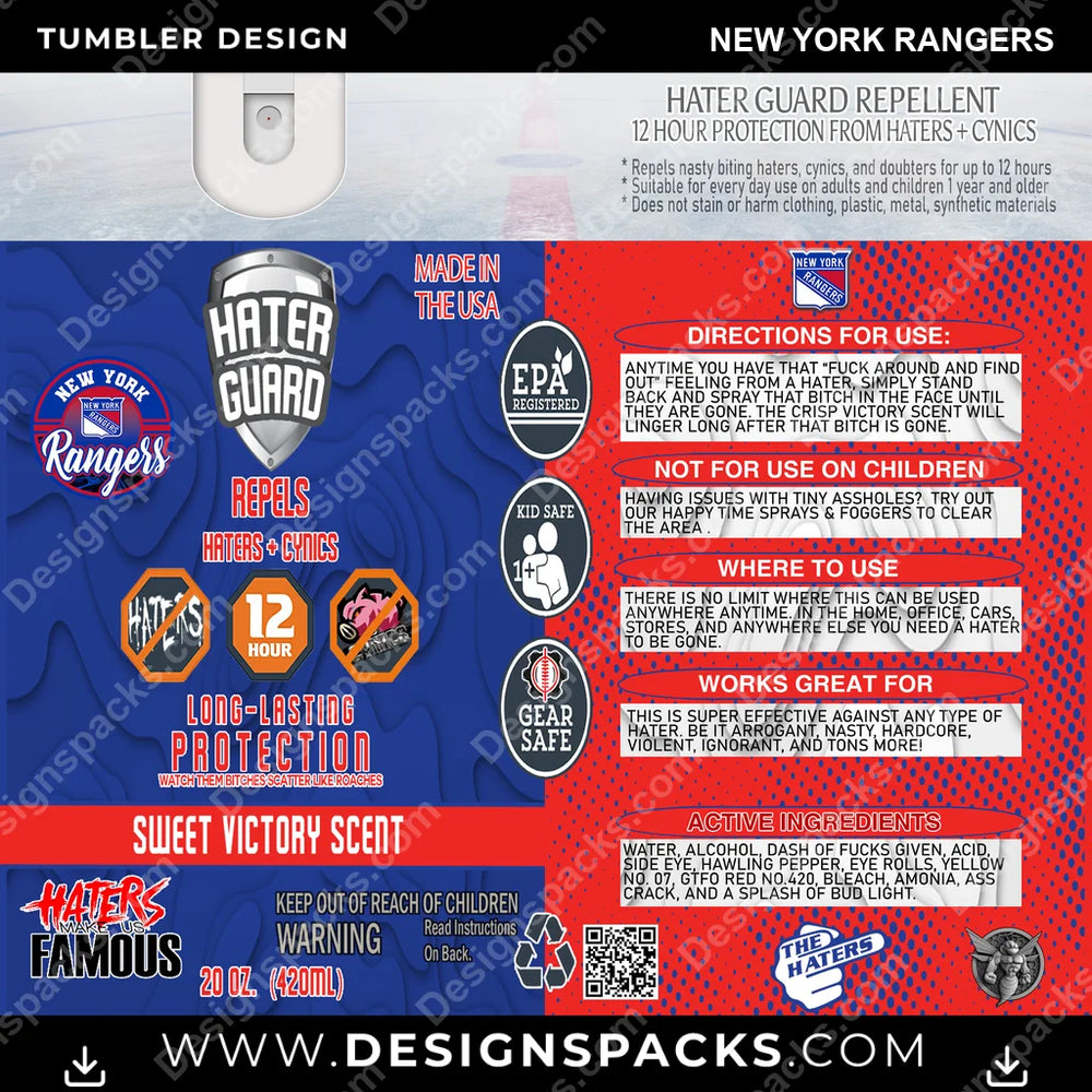Ice Hockey Hater Guard New York Rangers NHL Hockey Tumbler Digital Wrap Design Download