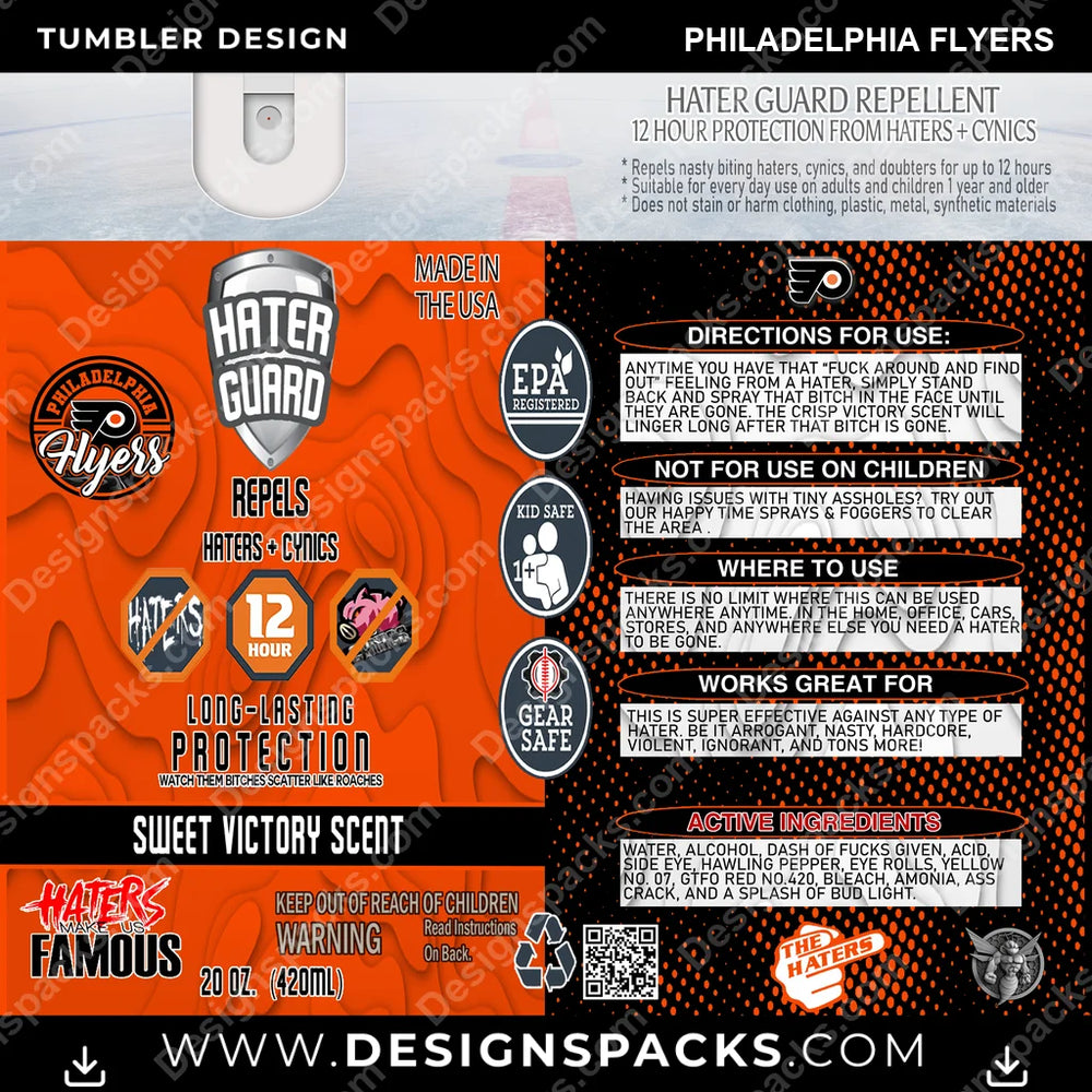 Ice Hockey Hater Guard Philadelphia Flyers NHL Hockey Tumbler Digital Wrap Design Download