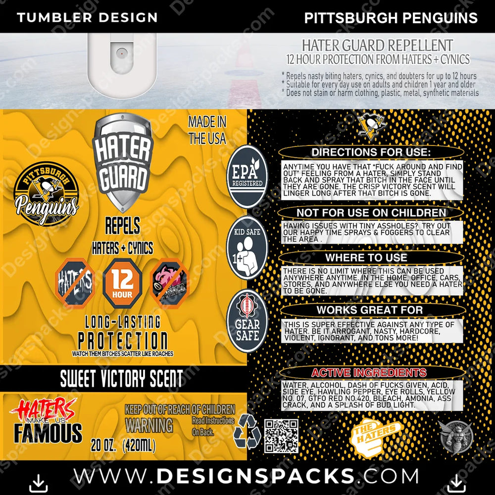 Ice Hockey Hater Guard Pittsburgh Penguins NHL Hockey Tumbler Digital Wrap Design Download