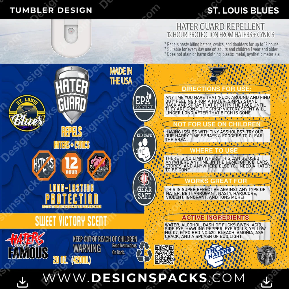 Ice Hockey Hater Guard St. Louis Blues NHL Hockey Tumbler Digital Wrap Design Download
