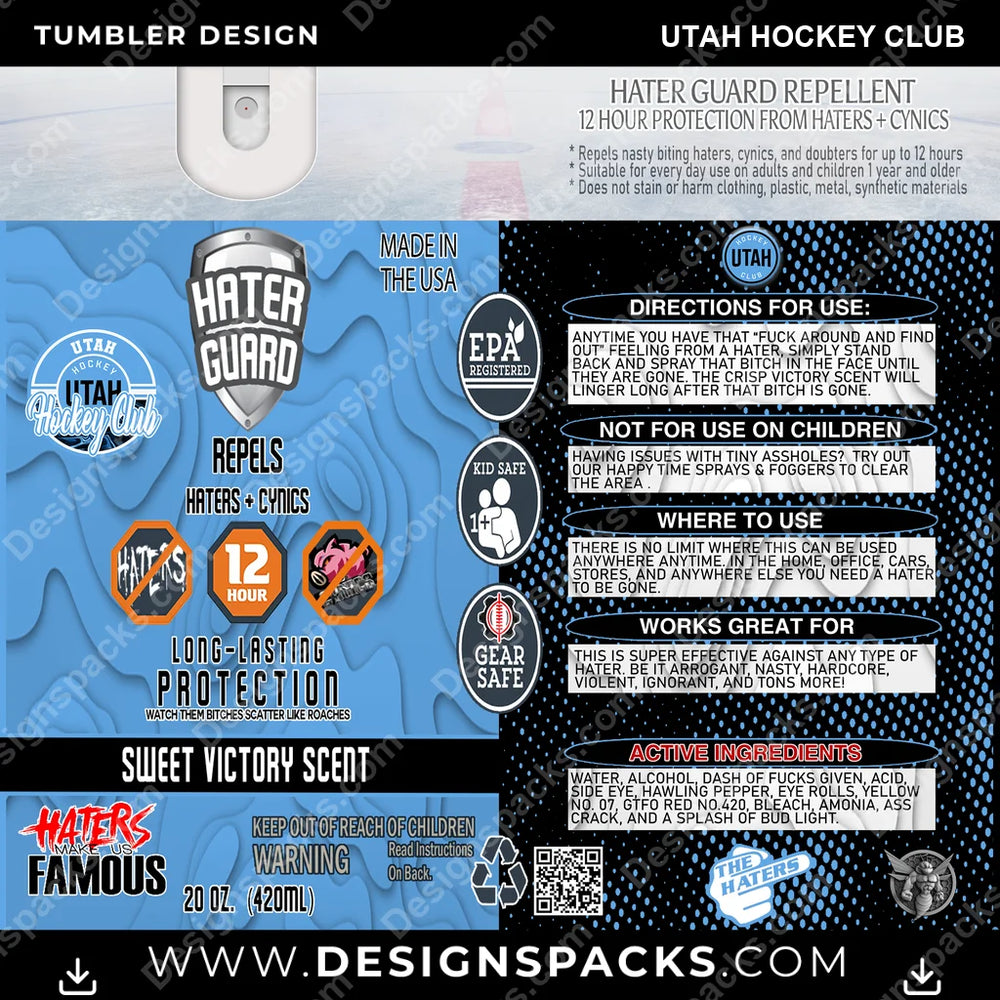 Ice Hockey Hater Guard Utah Hockey Club NHL Hockey Tumbler Digital Wrap Design Download