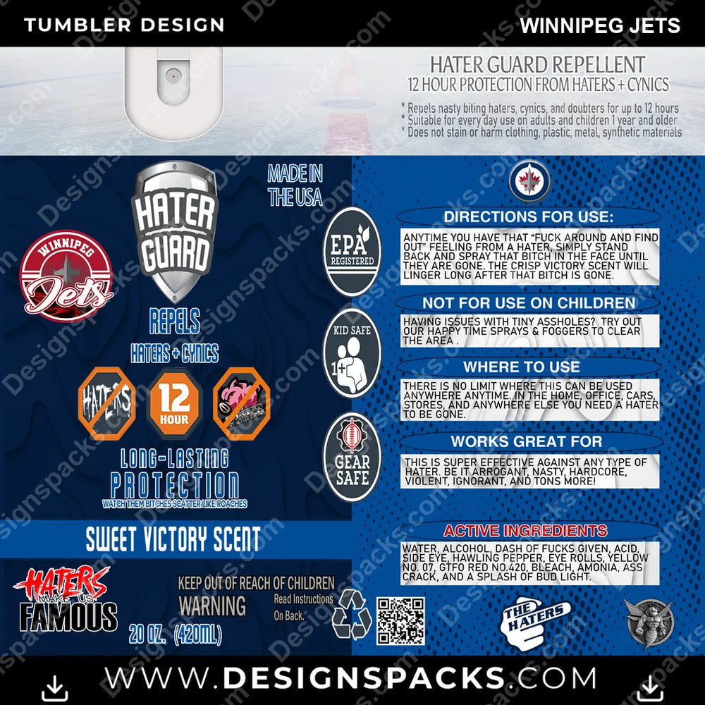 Ice Hockey Hater Guard Winnipeg Jets NHL Hockey Tumbler Digital Wrap Design Download