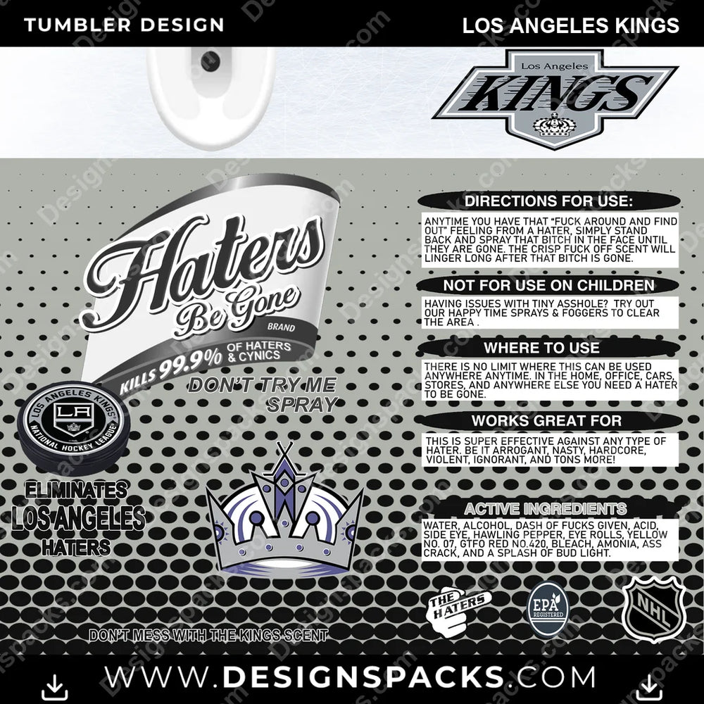 Ice Hockey Haters Be Gone Los Angeles Kings NHL Hockey Tumbler Digital Wrap Design Download