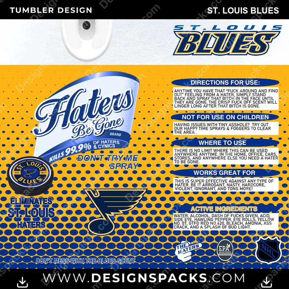 Ice Hockey Haters Be Gone St. Louis Blues NHL Hockey Tumbler Digital Wrap Design Download