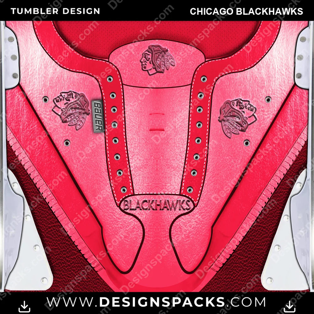 Ice Hockey Ice Skate (METALLIC) Chicago Blackhawks NHL Hockey Tumbler Digital Wrap Design Download