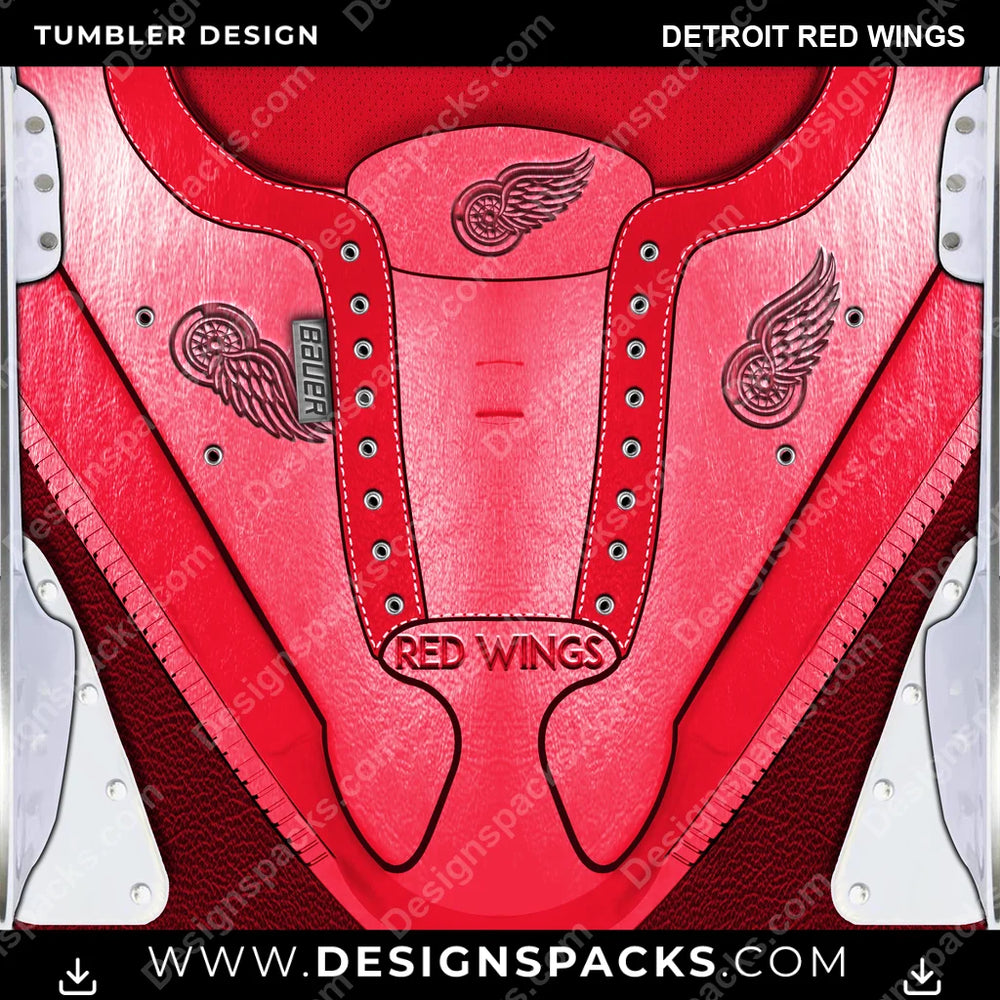 Ice Hockey Ice Skate (METALLIC) Detroit Red Wings NHL Hockey Tumbler Digital Wrap Design Download