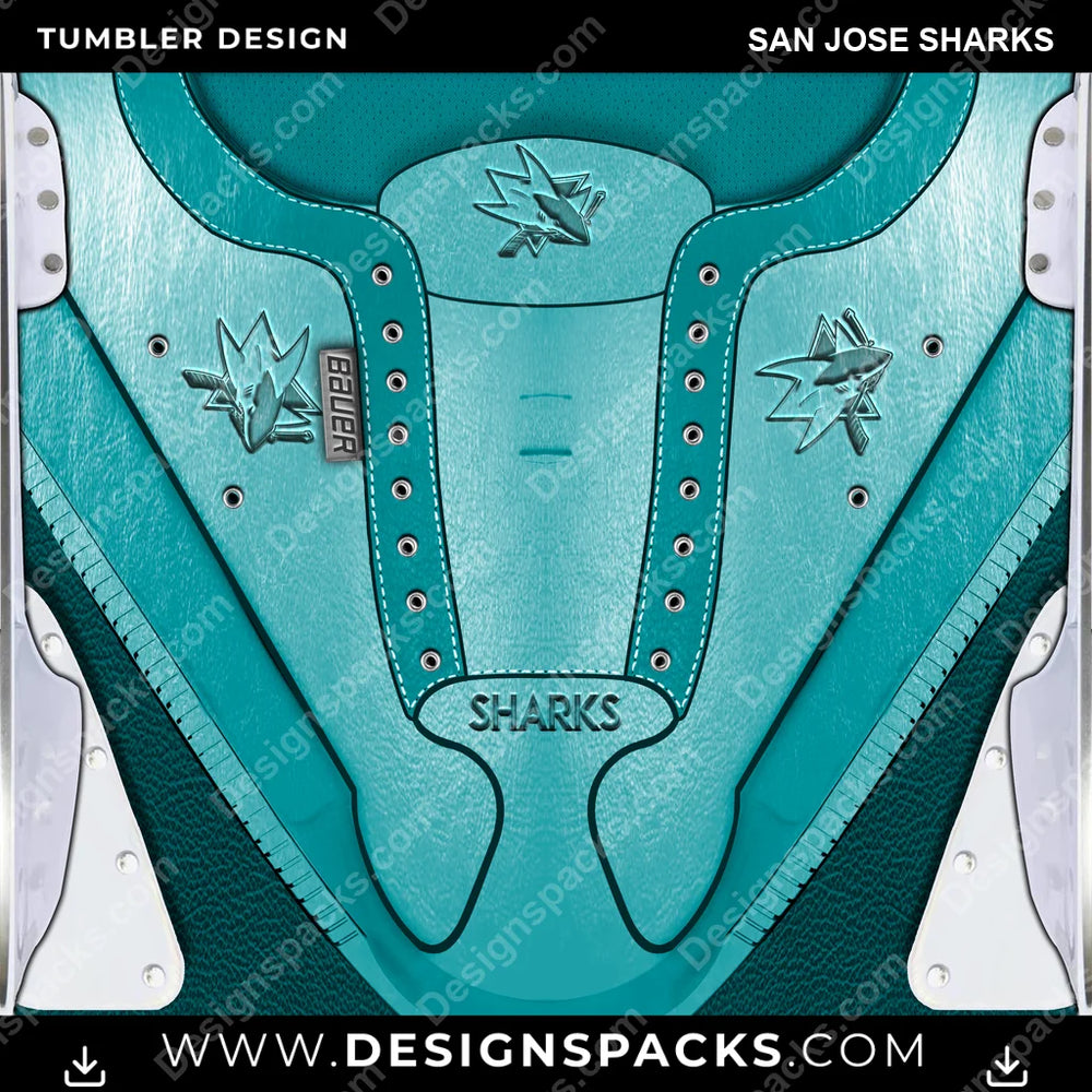 Ice Hockey Ice Skate (METALLIC) San Jose Sharks NHL Hockey Tumbler Digital Wrap Design Download