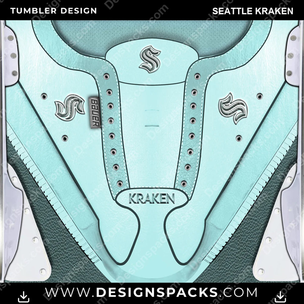 Ice Hockey Ice Skate (METALLIC) Seattle Kraken NHL Hockey Tumbler Digital Wrap Design Download