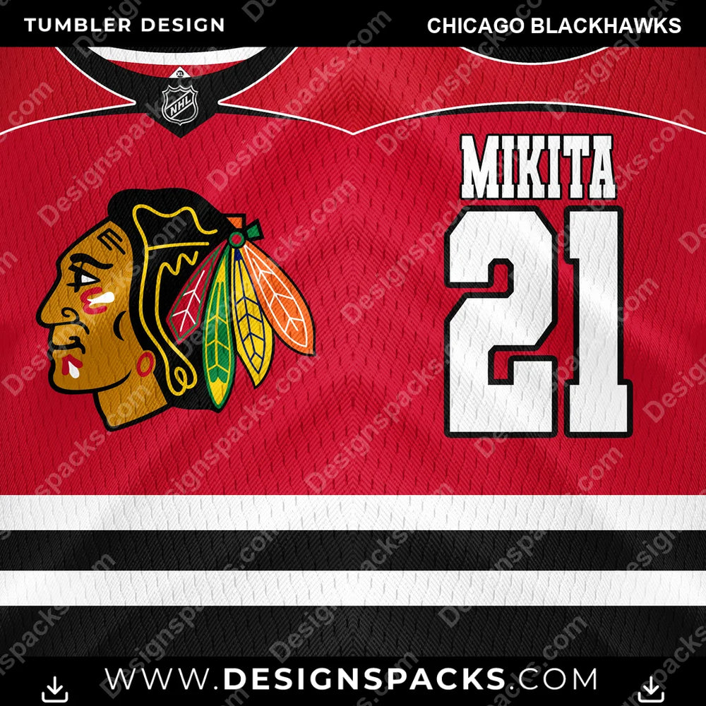 Ice Hockey Jersey Chicago BlackHawks NHL Hockey Tumbler Digital Wrap Design Download